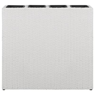 VidaXL Plantenbak verhoogd met 4 potten poly rattan wit