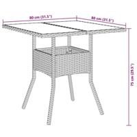 3-delige Tuinset met kussens poly rattan en glas zwart - thumbnail