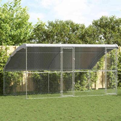 Hondenhok met opslag 2 pcs Zilver 4 x 2 x 2 m Staal