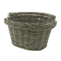 Rieten Fietsmand Aan Stuur Ovaal Grijs