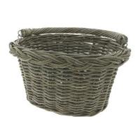 Rieten Fietsmand Aan Stuur Ovaal Grijs - thumbnail