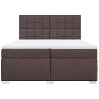 Boxspring met matras stof donkerbruin 200x200 cm - thumbnail