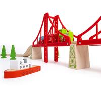 Bigjigs houten rails - dubbele hangbrug, 7dlg. - thumbnail