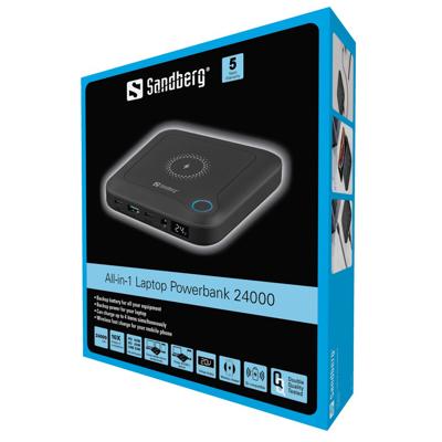Sandberg 420-57 powerbank 24000 mAh Draadloos opladen Zwart Sandberg 420-57 powerbank 24000 mAh Draadloos opladen Zwart