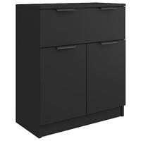 Dressoir 60x30x70 cm bewerkt hout zwart - thumbnail