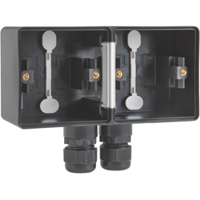 Niko Hydro onderbak 2-voudig horizontaal met 2x wartel M20 zwart - thumbnail