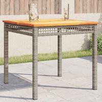 Tuintafel 80x80x75 cm poly rattan en acaciahout grijs - thumbnail