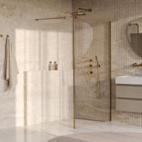 Brauer Oblivion - Inloopdouche - Helder Glas - 120 x 200 cm - met Zijwand 30 cm - incl. Glascoating - PVD Goud Geborsteld - thumbnail