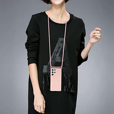 Lunso - Backcover hoes met koord - Samsung Galaxy S22 Ultra - Roze