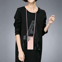 Lunso - Backcover hoes met koord - Samsung Galaxy S22 Ultra - Roze - thumbnail