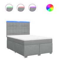 Boxspring met matras stof lichtgrijs 140x190 cm - thumbnail
