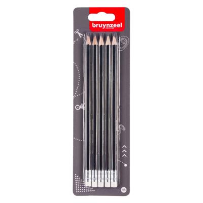 Bruynzeel grafietpotlodenset, 5 hb potloden met gum