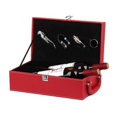 Wijn Gift Box dubbele stok met tools wijn Gift Box lederen doos (rood) Wijn Gift Box dubbele stok met tools wijn Gift Box lederen doos (rood)