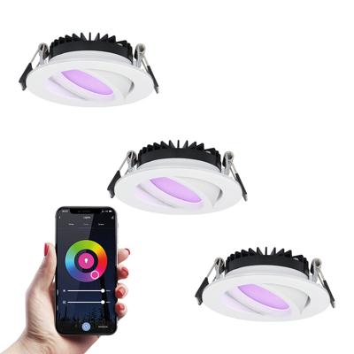 Set van 3 Rome smart inbouwspots - IP44 Waterdicht - 6 Watt 480 lumen - Kantelbaar - Lage inbouwdiepte 27mm - Wifi + Bluetooth - RGBWW - Google Home, Amazon Alexa en Siri - Wit - Voor binnen en buiten