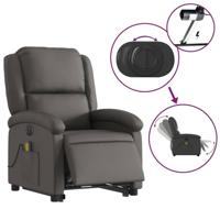 Sta-op-massagestoel elektrisch echt leer grijs - thumbnail