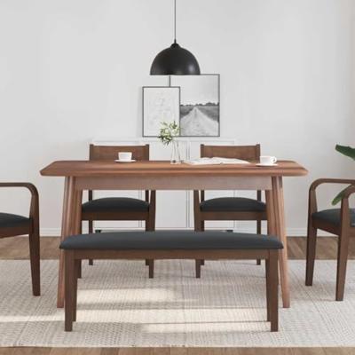 Bank 110 cm massief hout rubber bruin