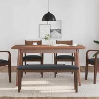 Bank 110 cm massief hout rubber bruin - thumbnail