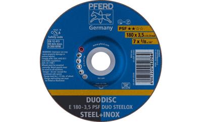 PFERD TOOLS 62017420 E 180-3,5 PSF DUO STEELOX Afbraamschijf gebogen Diameter 180 mm Boordiameter 22.23 mm RVS, Staal, IJzerslag 10 stuk(s) PFERD TOOLS 62017420 E 180-3,5 PSF DUO STEELOX Afbraamschijf gebogen Diameter 180 mm Boordiameter 22.23 mm RVS, Staal, IJzerslag 10 stuk(s)