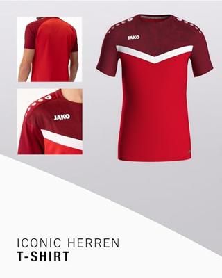 JAKO 6124 T-Shirt Iconic - Rood/Wijnrood - M