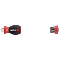 Wiha 380102 Schroevendraaier met bitmagazijn magnetisch Phillips, Pozidriv met 6 bits, Stubby, 1/4" - 33740 - thumbnail