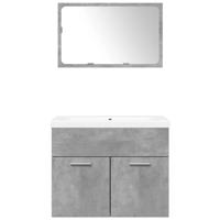 3-delige Badkamermeubelset bewerkt hout betongrijs - thumbnail