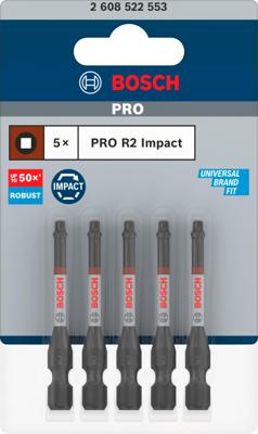 Bosch Accessoires PRO Robertson slagschroefbit | R2 | 55 mm | 5-delig - 2608522553 Bosch Accessoires PRO Robertson slagschroefbit | R2 | 55 mm | 5-delig - 2608522553