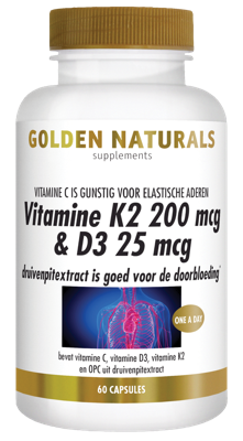 Golden Naturals Vitamine K2 200mcg & D3 25mcg Capsules