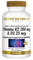 Golden Naturals Vitamine K2 200mcg & D3 25mcg Capsules - thumbnail