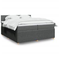 Boxspring met matras stof donkergrijs 200x200 cm - thumbnail