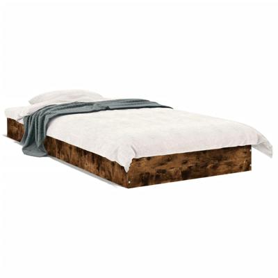 Bedframe zonder matras hout gerookt eikenkleurig 75x190 cm Bedframe zonder matras hout gerookt eikenkleurig 75x190 cm