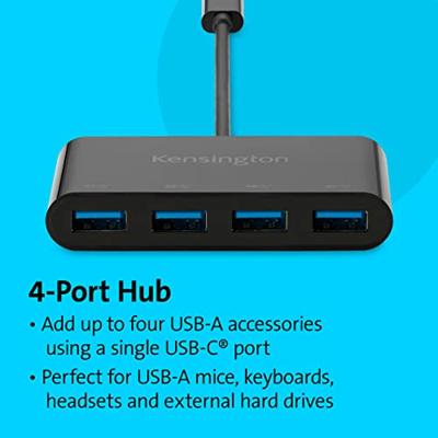 Kensington K33616WW K33616WW USB-hub 4 poorten USB-A USB 3.1 Gen2 10 GBit/s Met USB-C stekker Zwart
