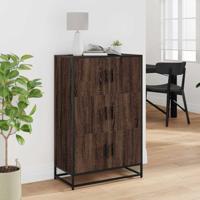 Hoge kast 68x35x106,5cm bewerkt hout en metaal bruin eikenkleur - thumbnail