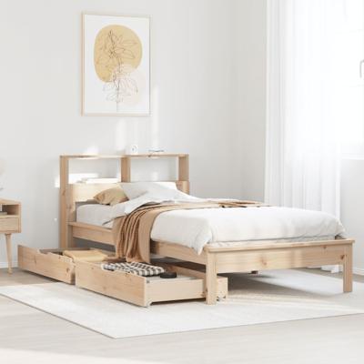 Bed met boekenkast zonder matras massief grenenhout 90x200 cm