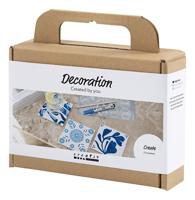 Creativ Company Mini hobbyset decoratie, porseleinen onderzetters, blauw, 1 doos - thumbnail