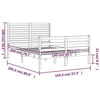 Bedframe met hoofdbord massief hout 140x200 cm - thumbnail