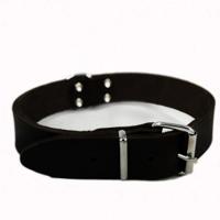 Leren Halsband Zwart 55 cm x 25 mm - thumbnail