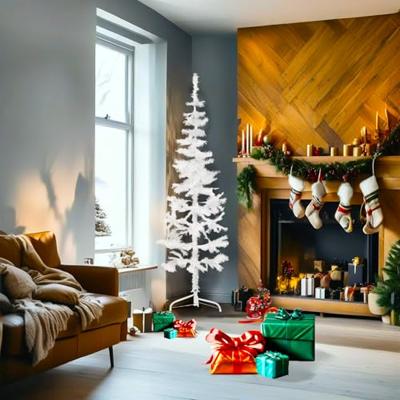 Kunstkerstboom half met standaard smal 180 cm wit
