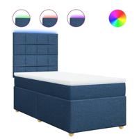 Boxspring met matras stof blauw 90x200 cm - thumbnail