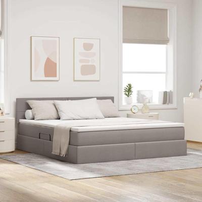Bed met LED -striplichten met opslag Taupe 180 x 200 cm Stof