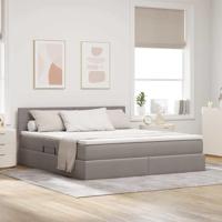 Bed met LED -striplichten met opslag Taupe 180 x 200 cm Stof - thumbnail