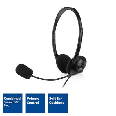 ACT AC9330 On-Ear Headset | Flexibele Microfoon | 3,5mm audio-aansluiting | Zwart | 2 meter