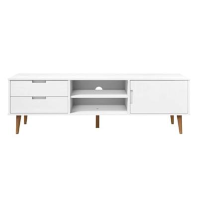 Tv-meubel 158x40x49 cm massief grenenhout wit