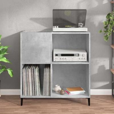 Platenkast 84,5x38x89 cm bewerkt hout betongrijs - thumbnail