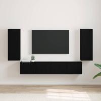 TV Wandkast 2 pcs Zwart 30 x 31 x 80 cm Bewerkt hout - thumbnail