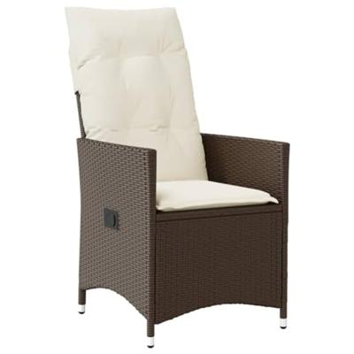 3-delige Bistroset met kussens poly rattan bruin - thumbnail