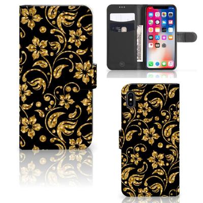 Apple iPhone Xs Max Hoesje Gouden Bloemen Apple iPhone Xs Max Hoesje Gouden Bloemen