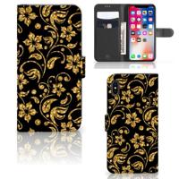 Apple iPhone Xs Max Hoesje Gouden Bloemen - thumbnail