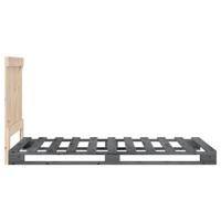 Bedframe met hoofdbord massief grenenhout grijs 90x200 cm - thumbnail