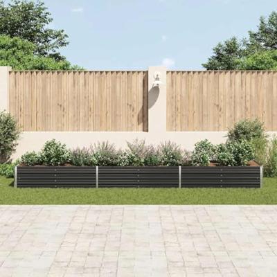 Plantenbak verhoogd 480x80x45 cm gegalvaniseerd staal antraciet - thumbnail