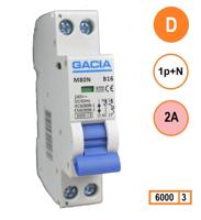 GACIA M80N-D02 installatieautomaat 1p+n D2 6kA (18mm) - thumbnail